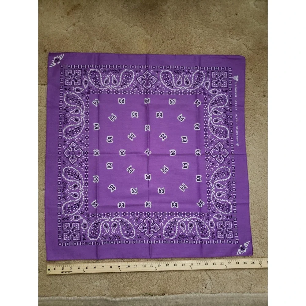 Vintage Thailand Bandana T.C.H Trading LTD 100% Cotton Purple Blue (Lot of 4)